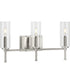 Elara 3-Light Clear Glass New Traditional Bath Vanity Light Brushed Nickel
