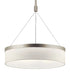 18"w Mercel 3-Light Modern Drum LED Pendant Satin Nickel Finish with White Linen Shade