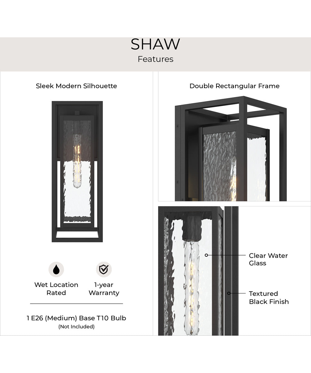 Shaw 19.5 inch 1 Light Outdoor Wall Light with Clear Glass Textured Black