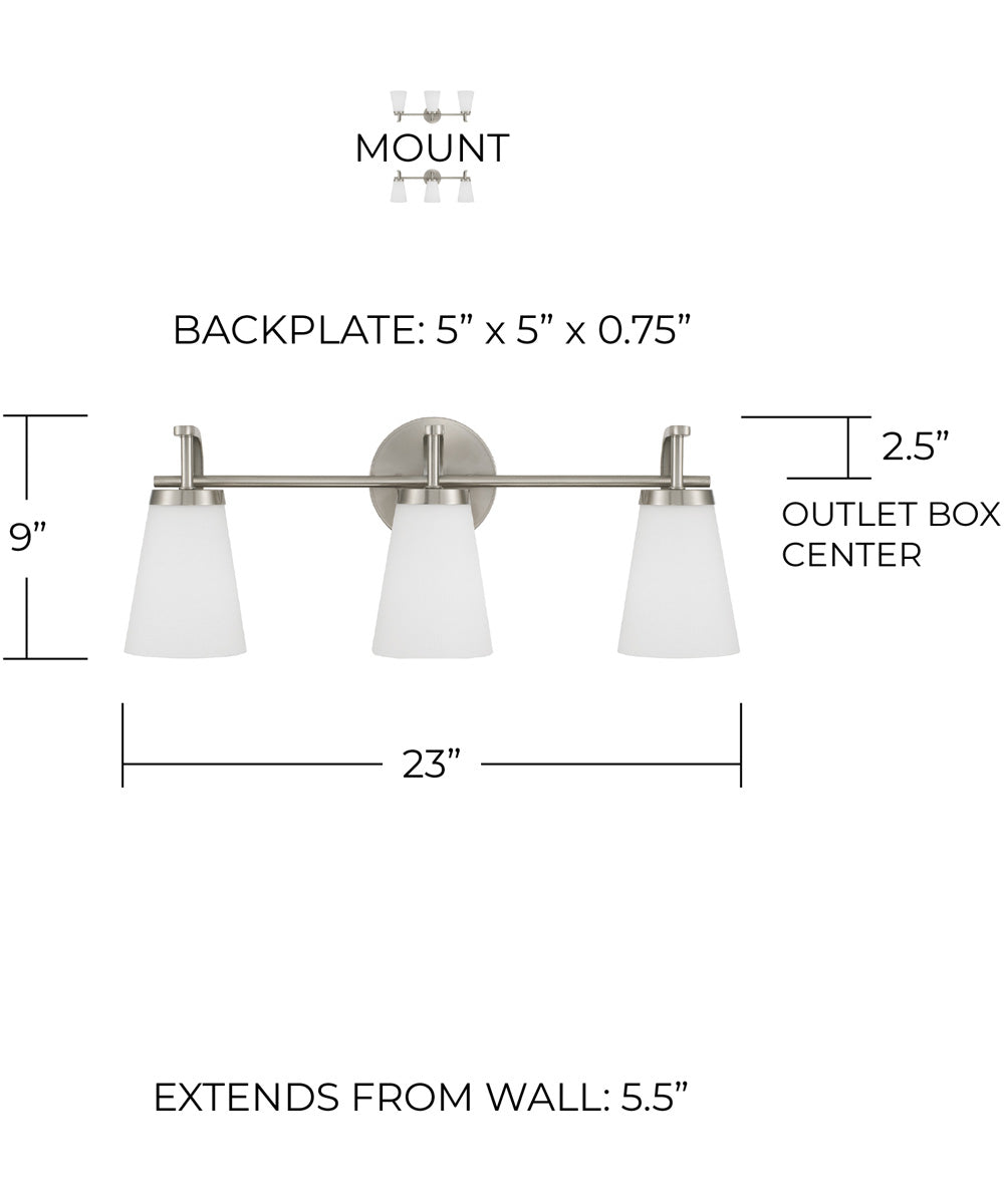 Drake 3-Light Vanity Brushed Nickel
