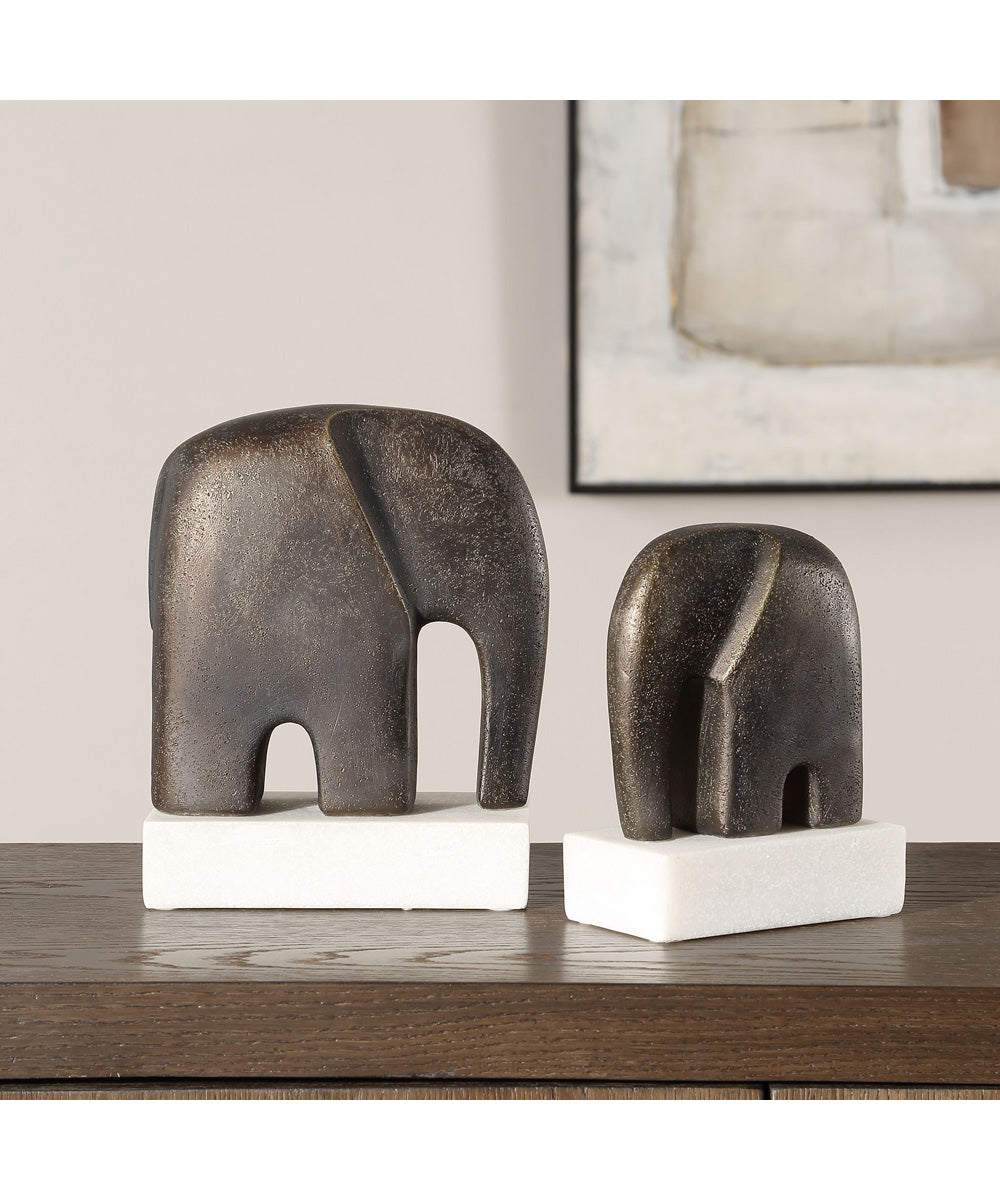 Timeless Tusk Bronze Sculptures Set of 2