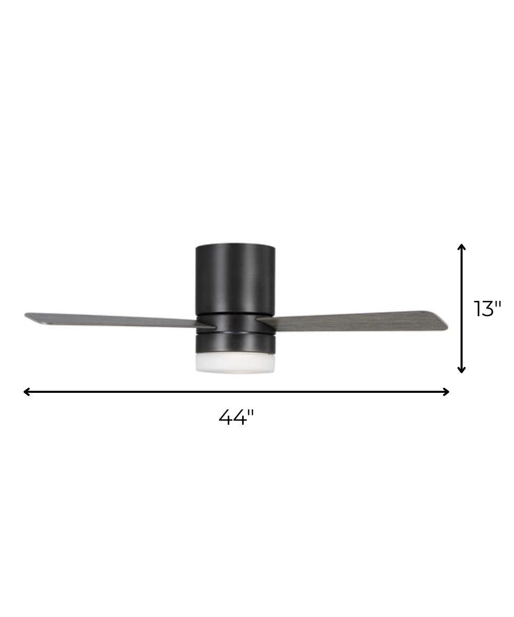 44" Era Modern 3-Blade Ceiling Fan Aged Pewter with Light Grey Weathered Oak Blades, LED Light