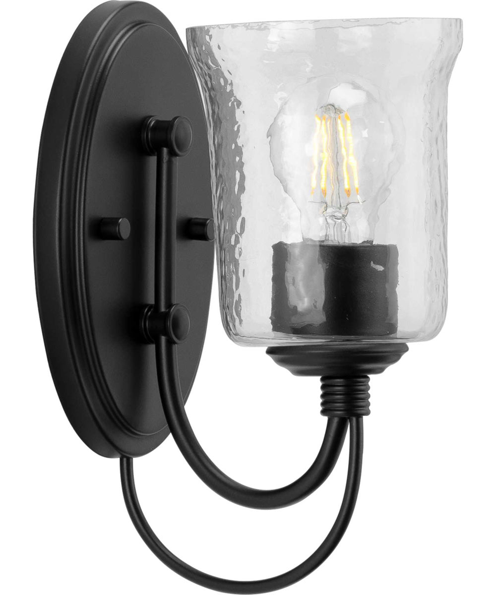 Bowman 1-Light Clear Chiseled Glass Coastal Bath Vanity Light Matte Black