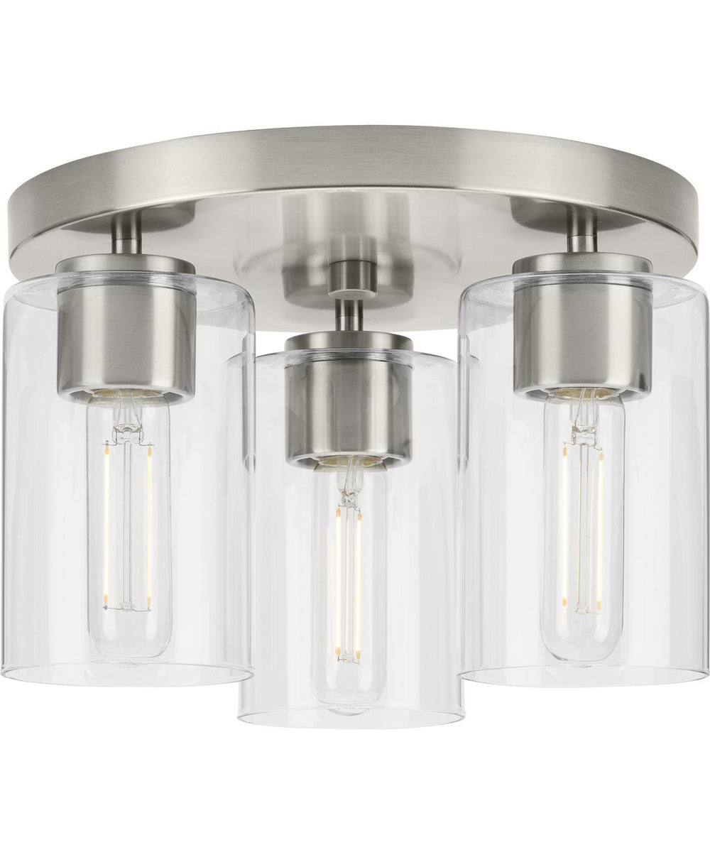 Cofield 12 in. 3-Light Flush Mount P350237 Brushed Nickel