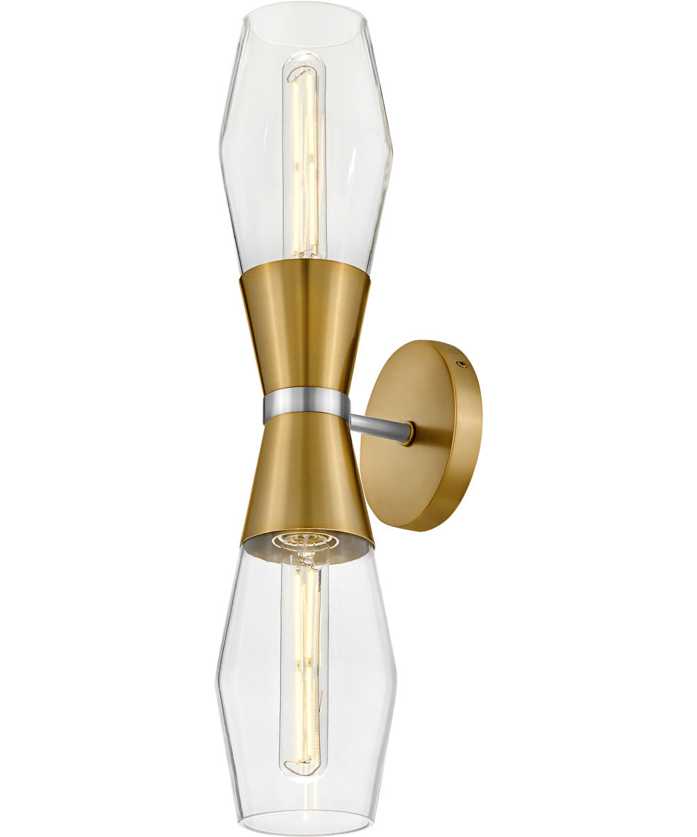 Livie 2-Light Large Two Light Sconce in Lacquered Brass