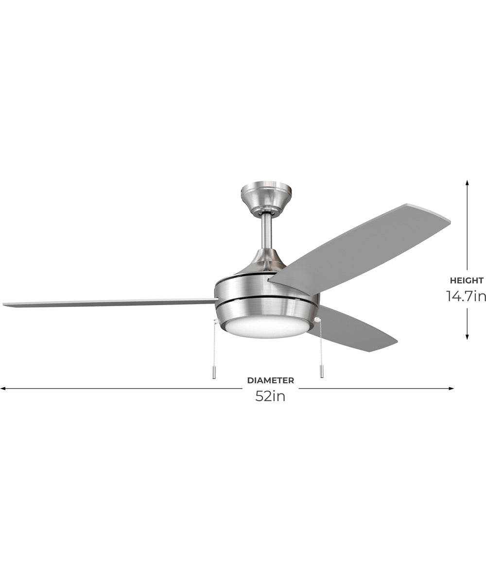 Nolyn 52 in. 3-Blade Modern LED Ceiling Fan Brushed Nickel