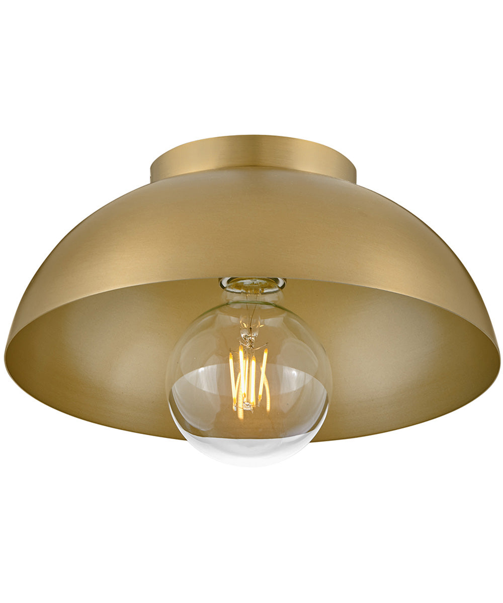 Stu 1-Light Small Flush Mount in Lacquered Brass