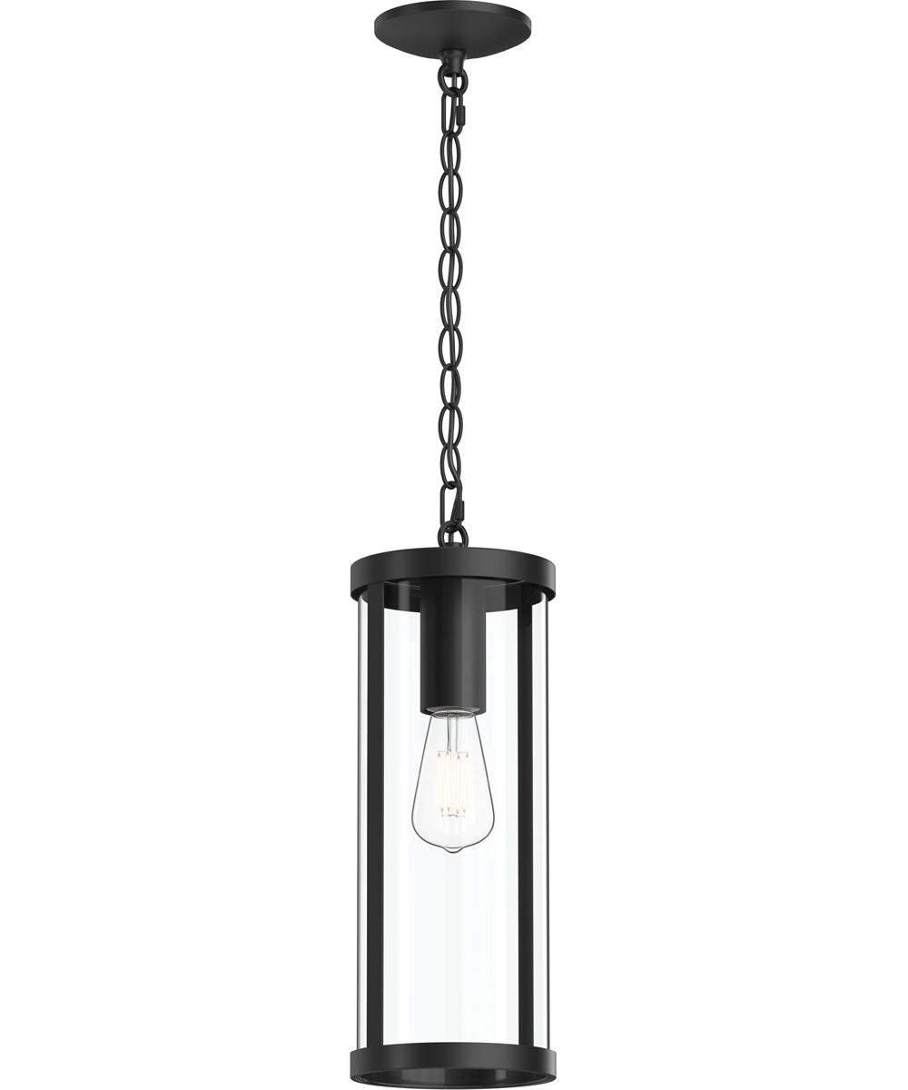 Kagen Outdoor Pendant Light with Clear Glass Panels Matte Black