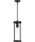 Kagen Outdoor Pendant Light with Clear Glass Panels Matte Black