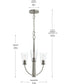 Jheni 3-Light Chandelier with Clear Glass Shades Brushed Nickel