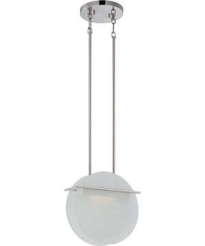 11"W Latitude  LED 1-Light Pendant Polished Nickel