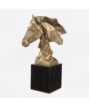 Chiseled Horse Bust Sculpture