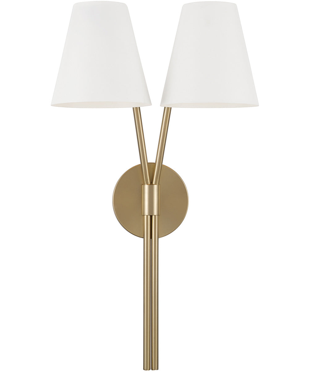 Cami 2-Light Sconce Aged Brass and White