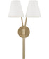 Cami 2-Light Sconce Aged Brass and White