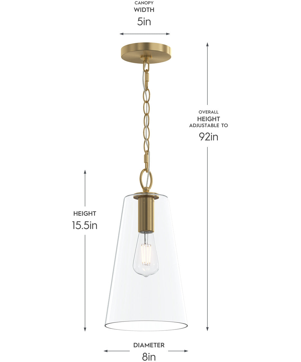 Jheni 1-Light Pendant with Clear Glass Shade Brushed Gold