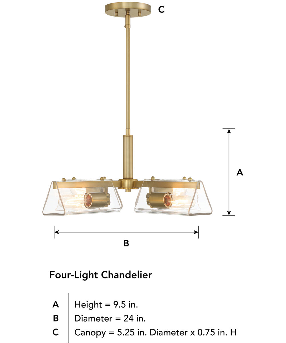 Latitude 4 Light Chandelier  Brushed Gold
