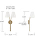 Cami 2-Light Sconce Aged Brass and White