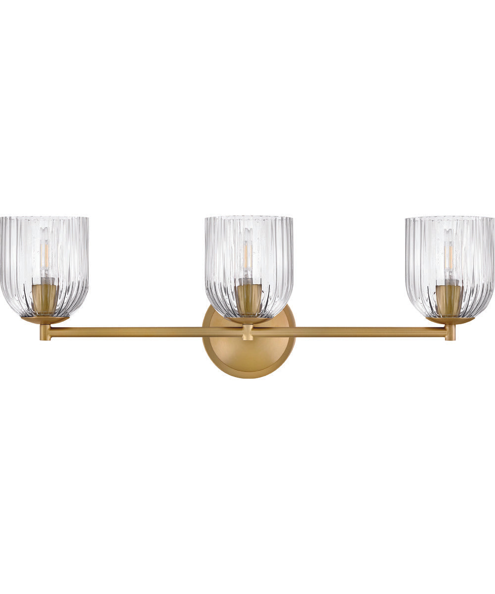 Ava 3-Light Medium Three Light Vanity in Lacquered Brass