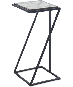 Accent Table in Black with Thick Glass Top