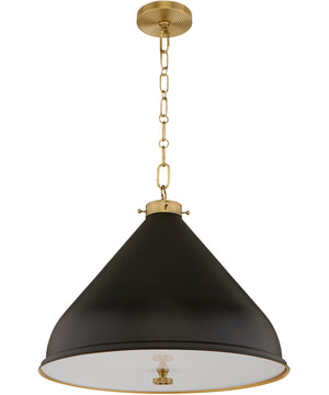 Bonnel 1-light Pendant Matte Black|Aged Brass
