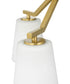 Vertex 3-Light Etched White Convertible Chandelier Brushed Gold