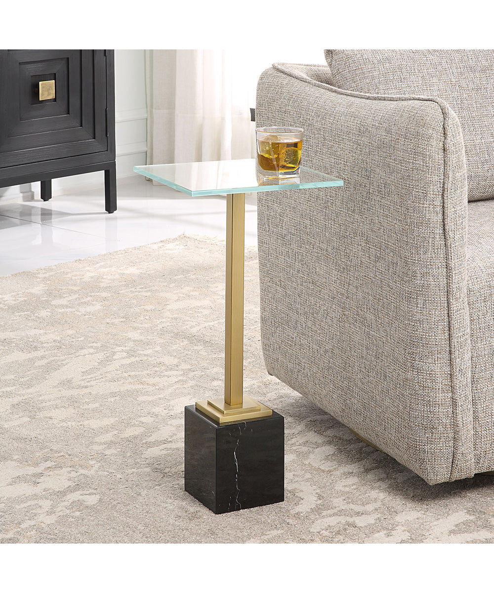 Martini Table in Brushed Brass with Black Marble