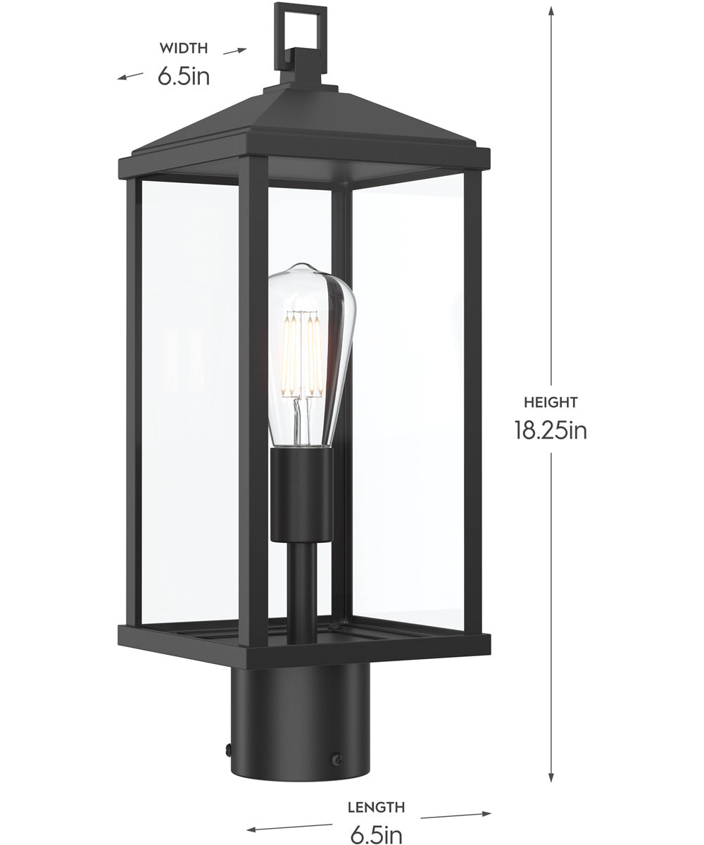 Cantley Outdoor Post Mount Lantern Light with Clear Glass Panels Matte Black