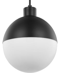 Globe LED 1-Light Opal Glass Mid-Century Modern Pendant Light Matte Black