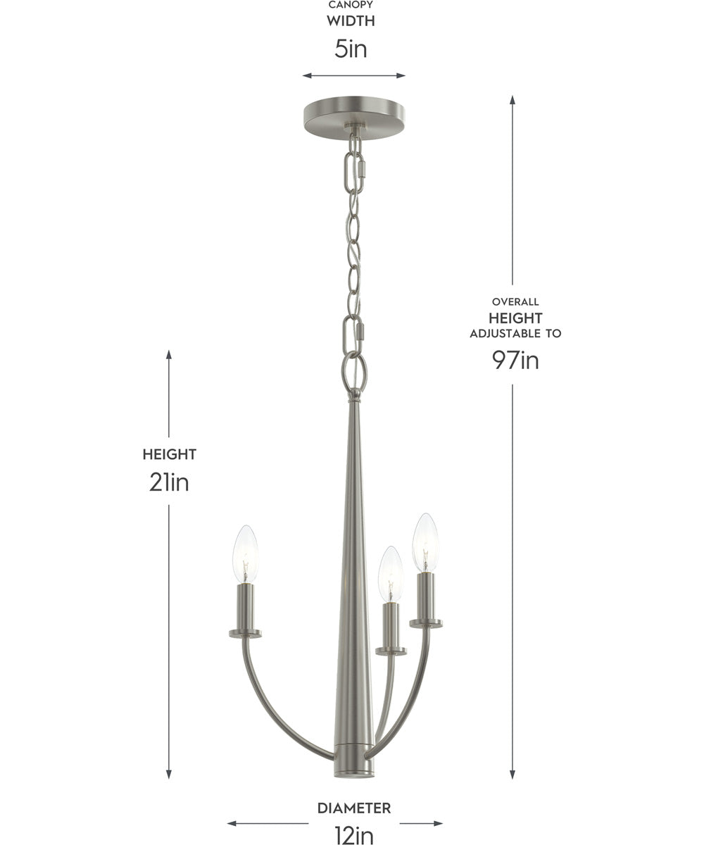 Jheni 3-Light Chandelier Brushed Nickel