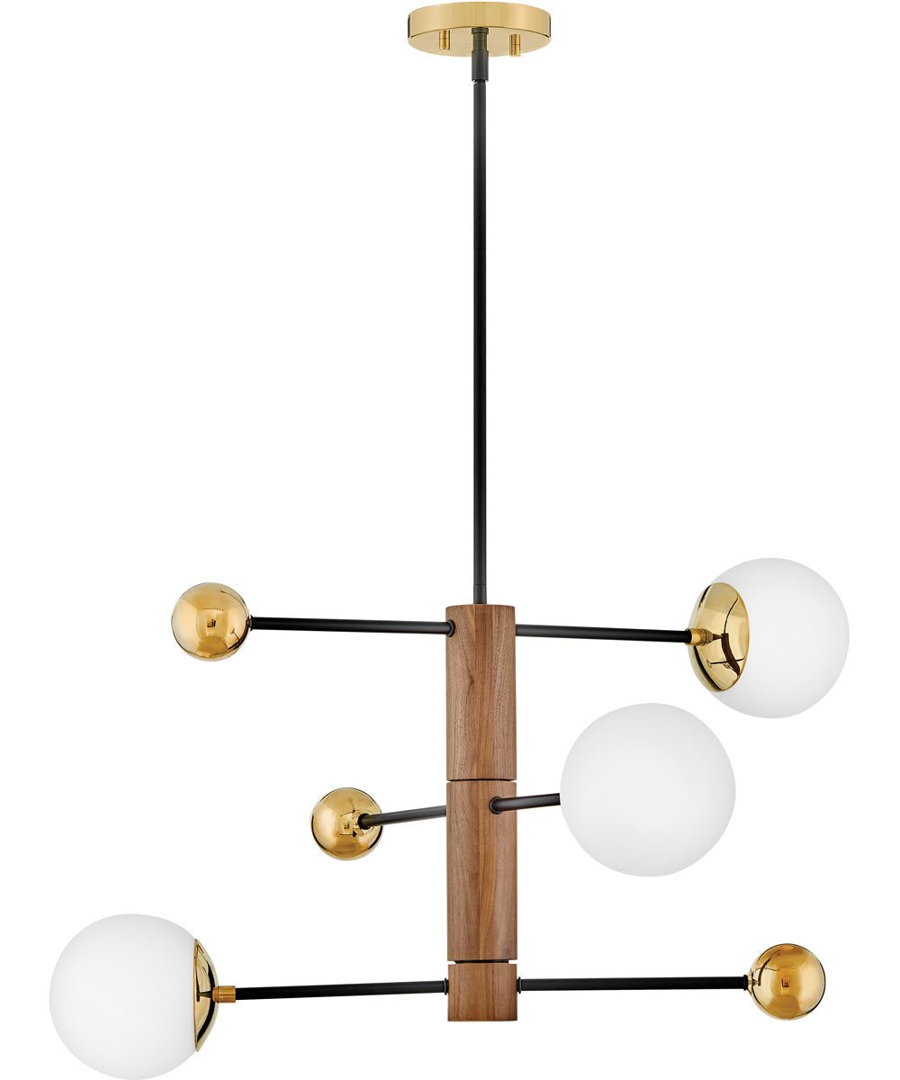 Auggie 3-Light Medium Adjustable Multi Tier Chandelier in Bright Brass