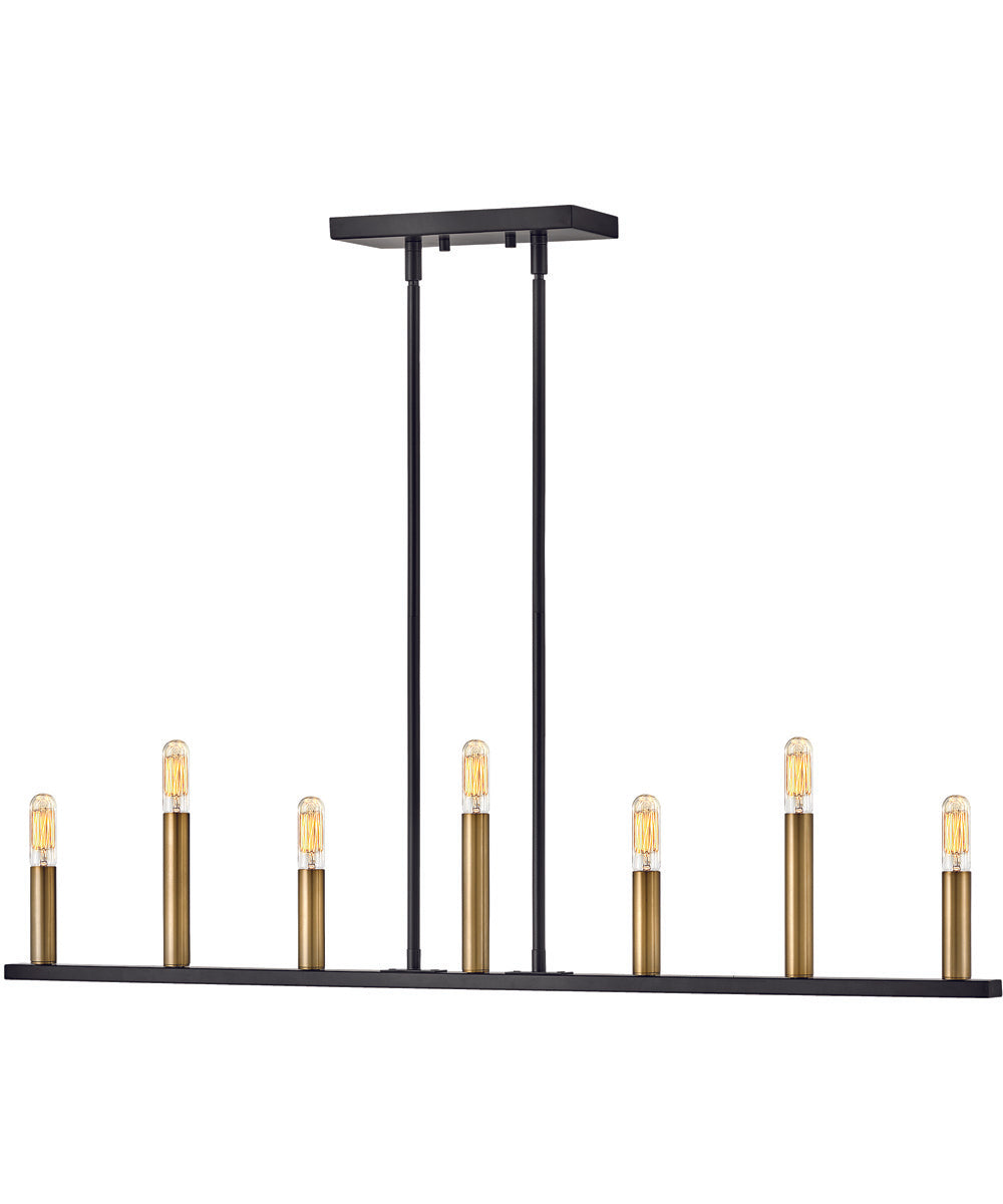 Lazlo 7-Light Large Seven Light Linear Chandelier in Black