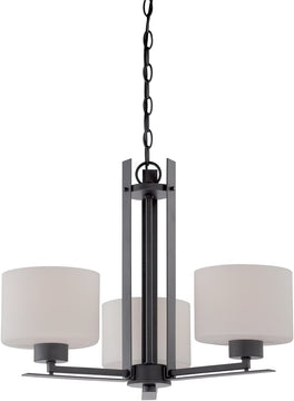 23"W Parallel 3-Light Chandelier Aged Bronze