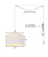16"W 2 Light Swag Plug-In Pendant  White Linen Drum with Diffuser White Cord