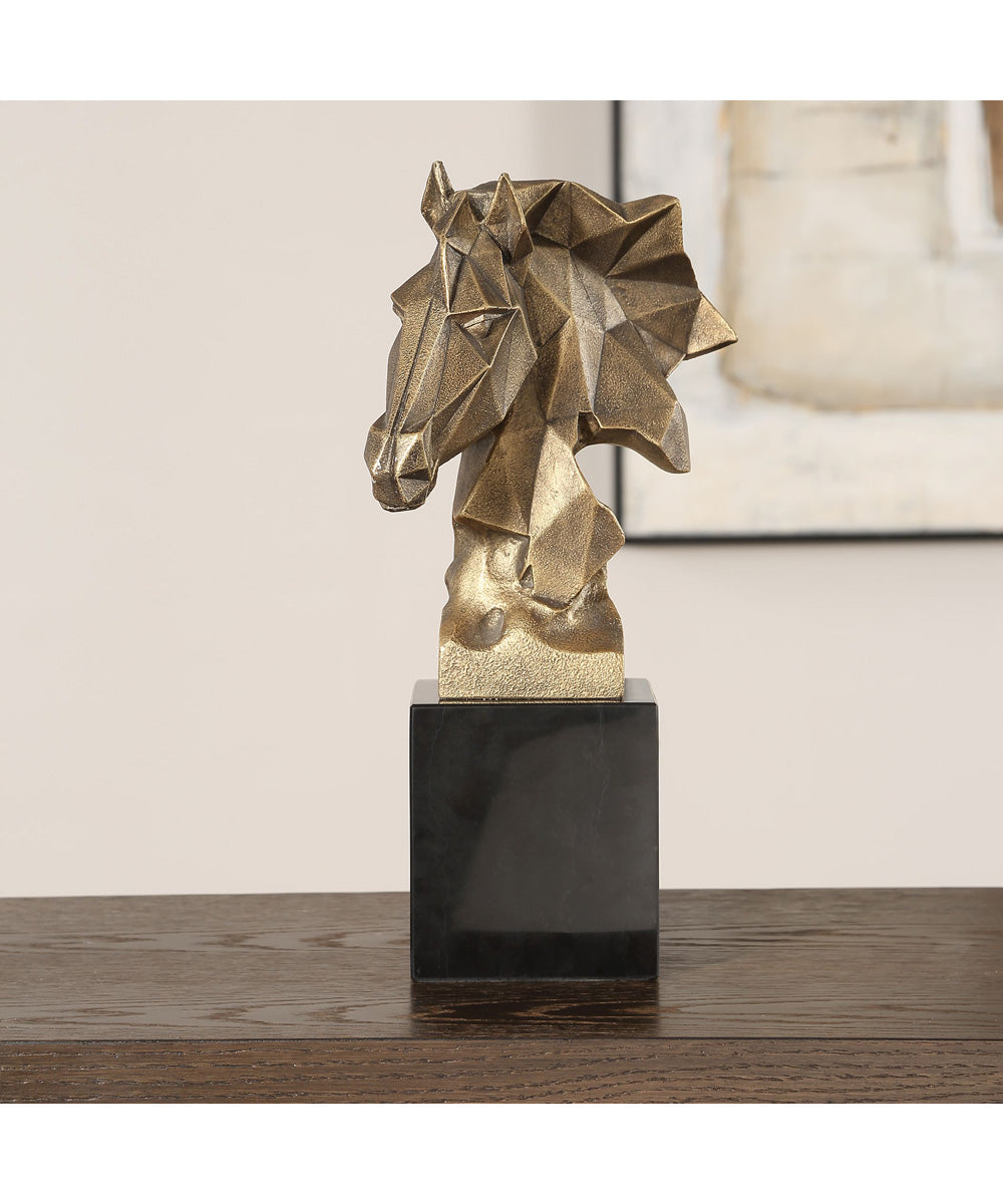 Chiseled Horse Bust Sculpture