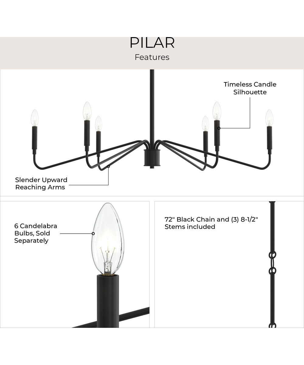 Pilar 6-Light Chandelier Matte Black