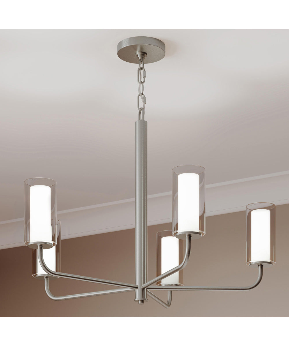 Mack 5-Light Chandelier with Layered Glass Shades Brushed Nickel