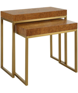 Burl-esque Wooden Nesting Tables, Set of 2