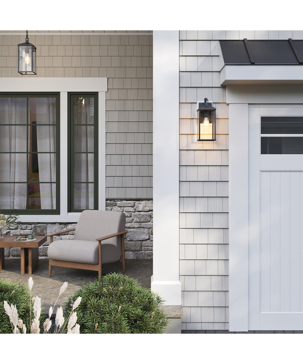 Cantley Large Outdoor Wall Lantern with Clear Glass Panels Matte Black