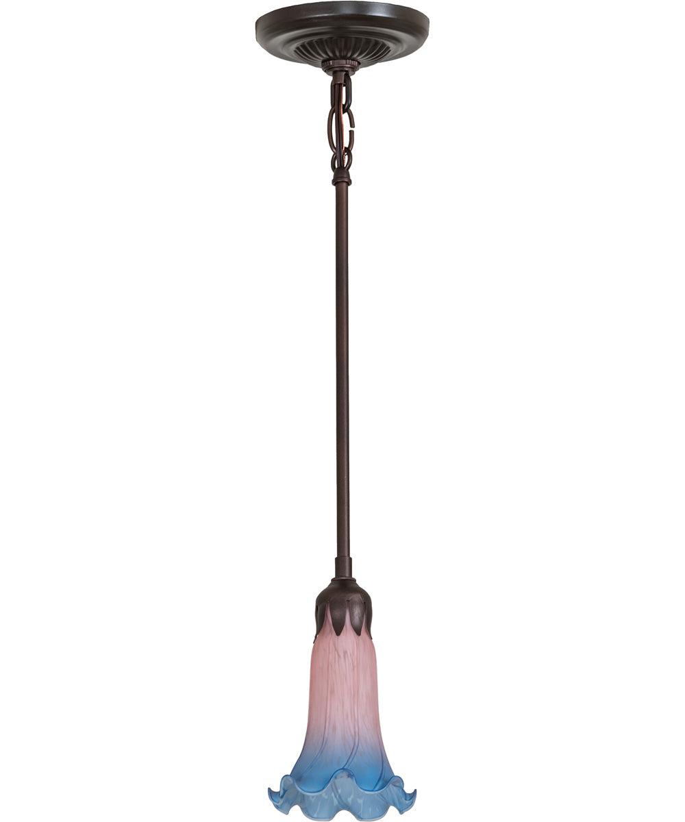 5" Wide Pink/Blue Tiffany Pond Lily Mini Pendant