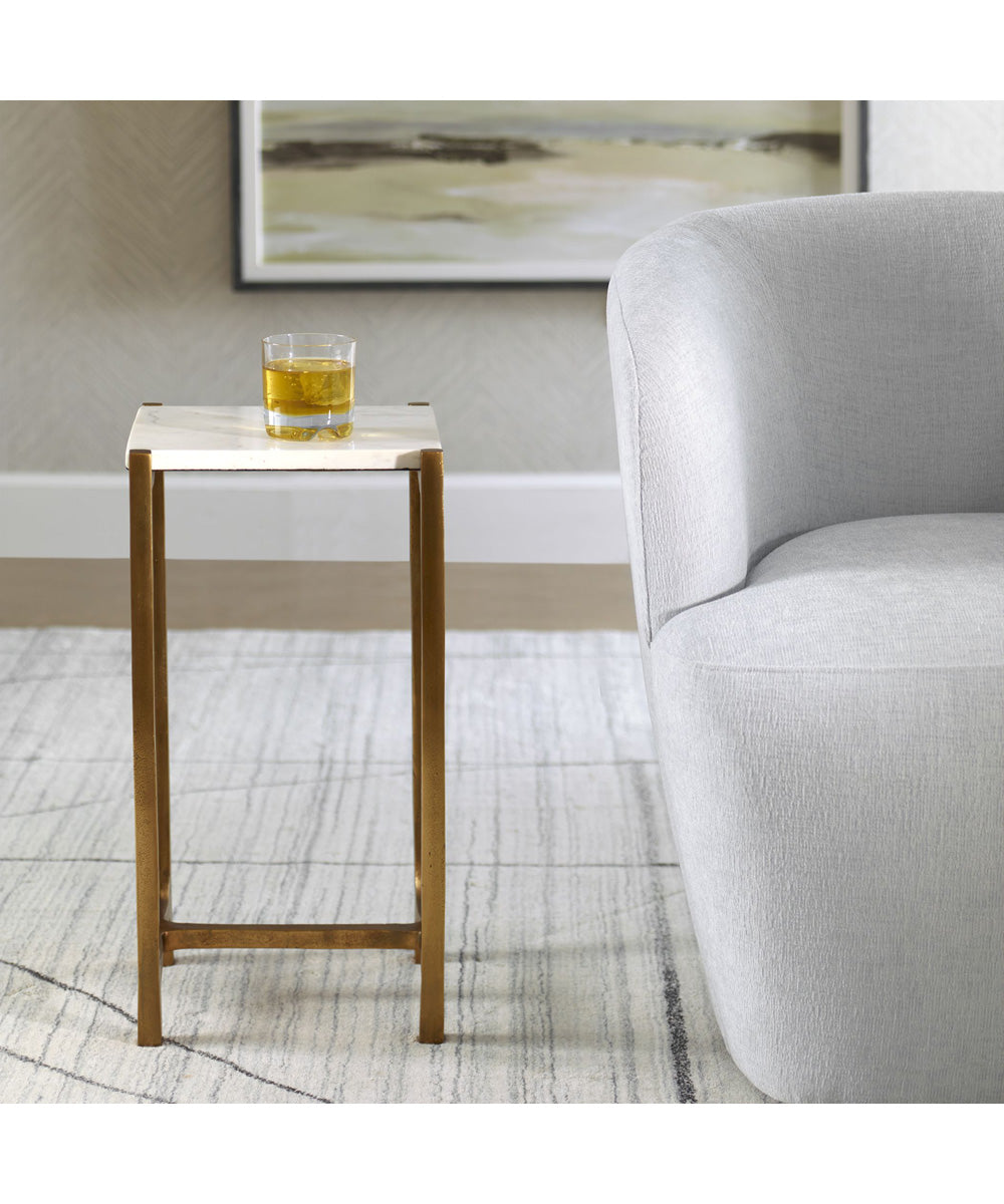 Affinity White Marble Accent Table
