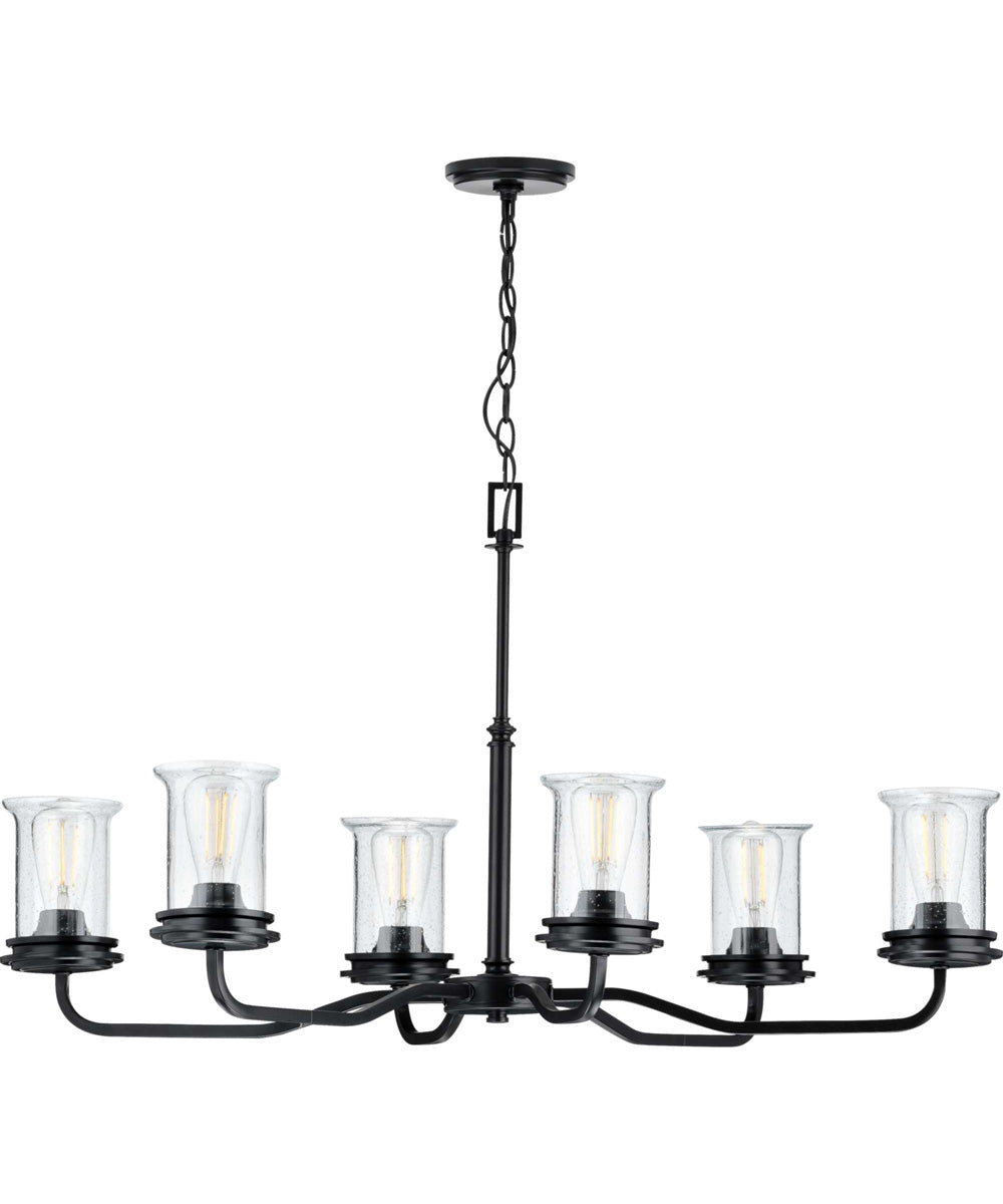 Winslett 6-Light Clear Seeded Glass Coastal Chandelier Light Matte Black