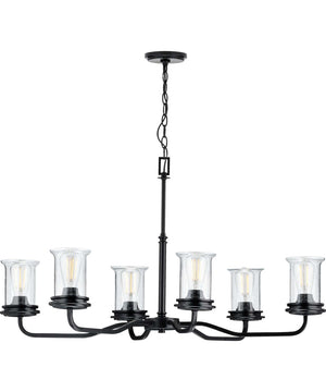 Winslett 6-Light Clear Seeded Glass Coastal Chandelier Light Matte Black