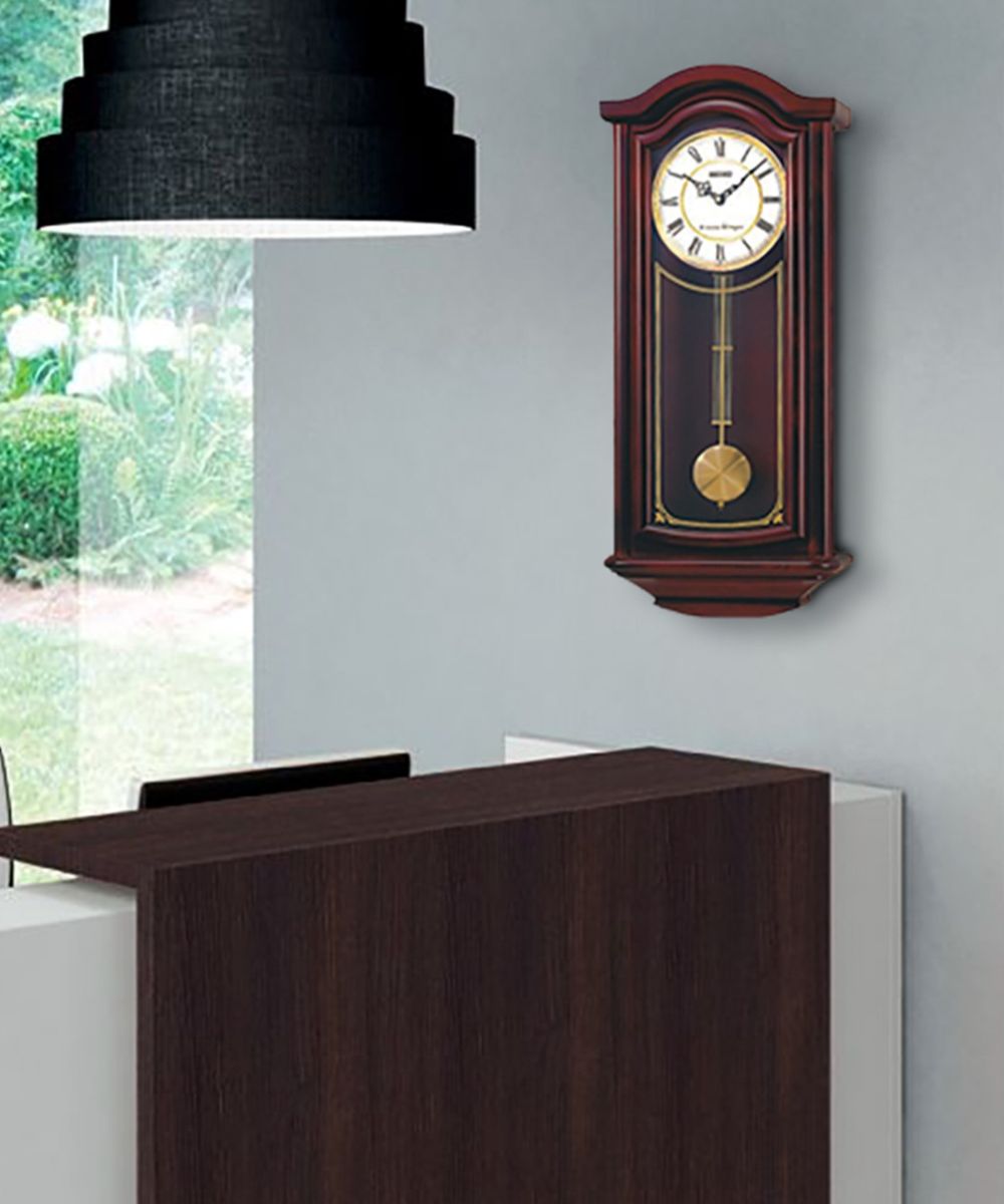 27"H Wall Clock Mahogany Solid Wood
