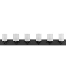 Merry 6-Light Etched Glass Transitional Style Bath Vanity Wall Light Matte Black