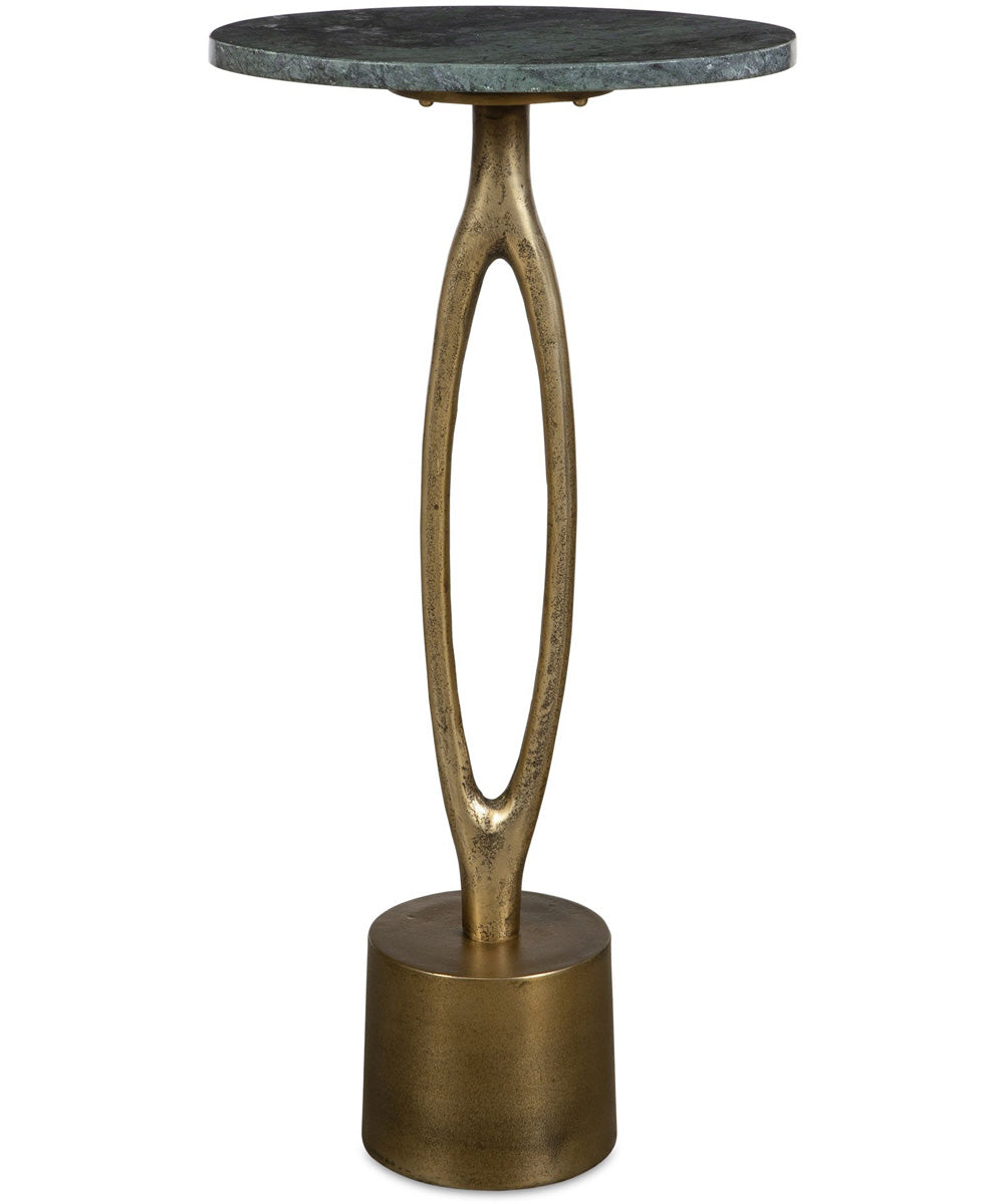 Accent Table in Antique Brass and Emerald Green Marble