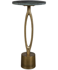 Accent Table in Antique Brass and Emerald Green Marble