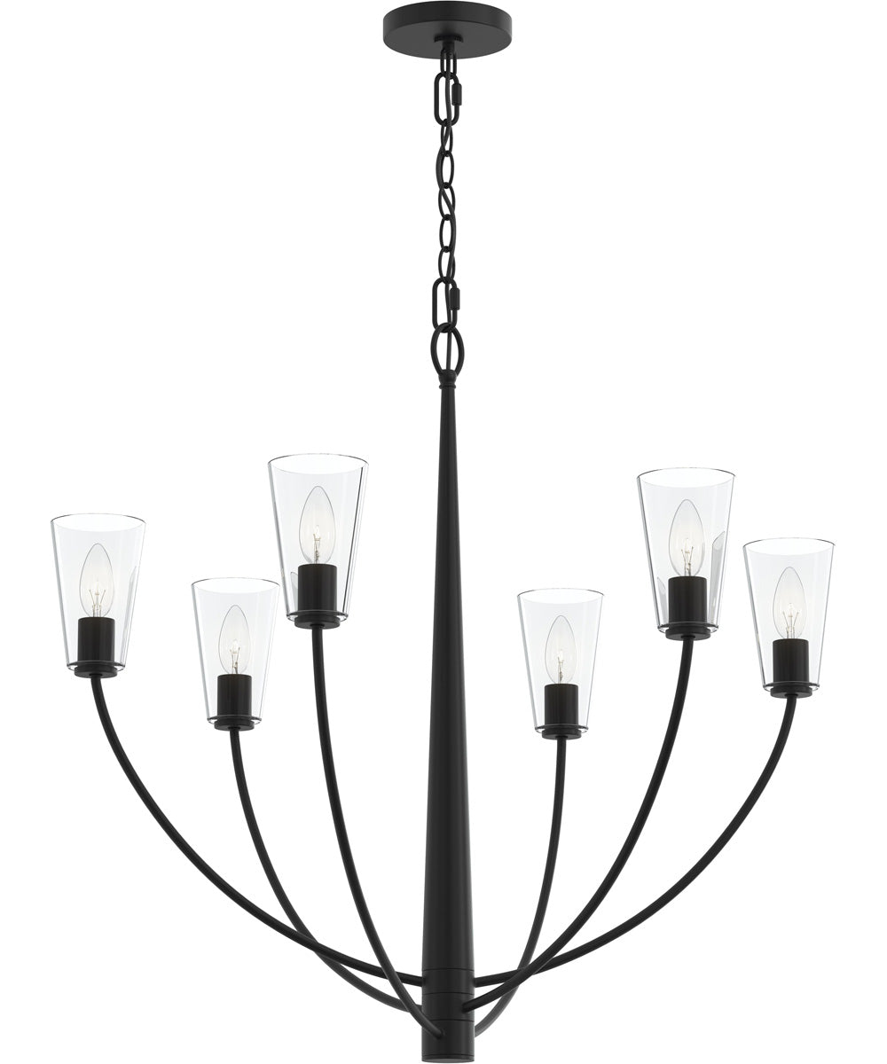 Jheni 6-Light Chandelier with Clear Glass Shades Matte Black