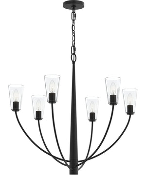 Jheni 6-Light Chandelier with Clear Glass Shades Matte Black