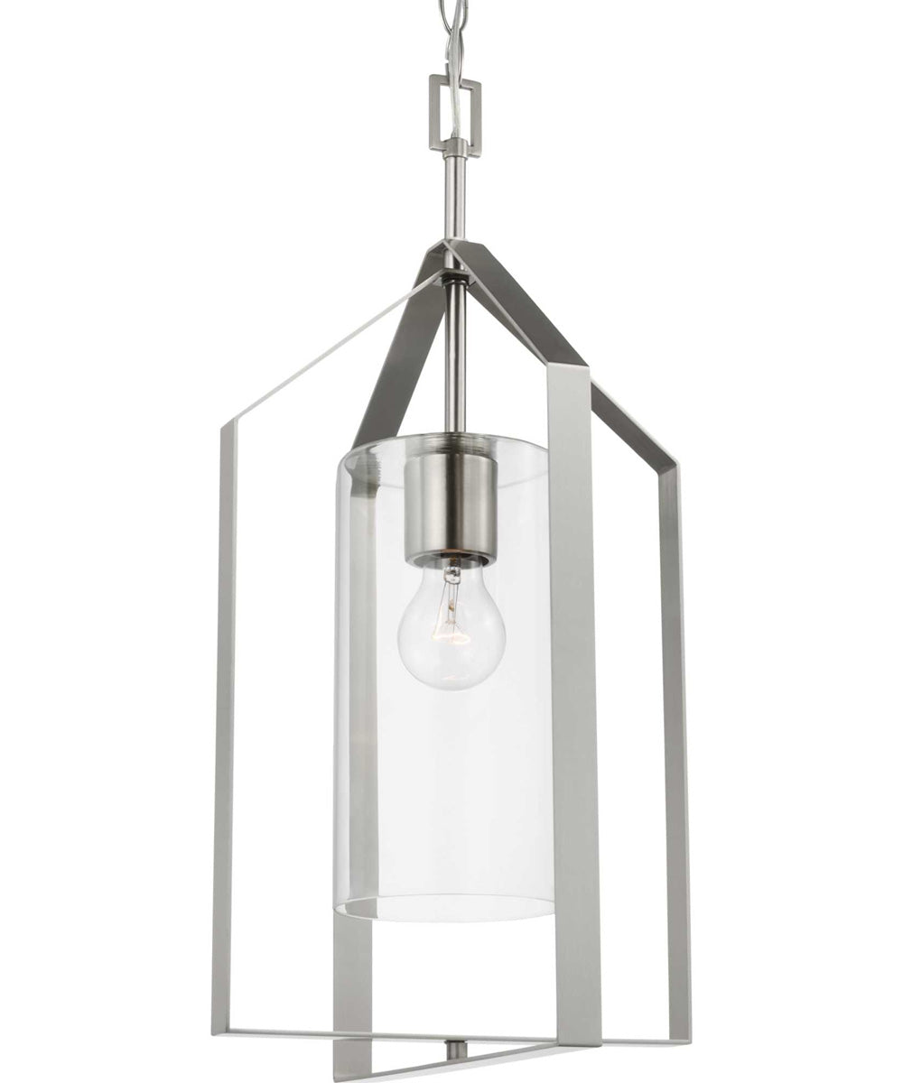 Vertex 1-Light Clear Glass Contemporary Foyer Light Brushed Nickel