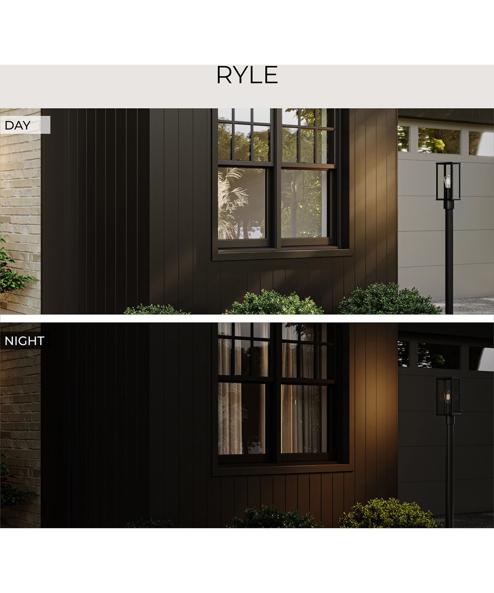 Ryle 1-Light Post Mount Lantern with Clear Glass Panels Matte Black